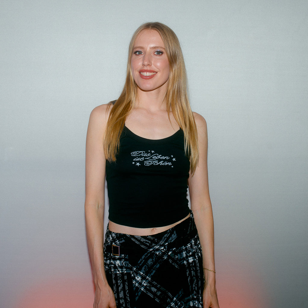 Träger-Top mit Glitzerprint